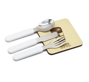 NUOVO! Set di posate per bambini a sublimazione bianco bianco fai da te forchetta coltello cucchiaio posate per adulti in acciaio inossidabile stoviglie per bambini portatili SN