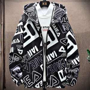 Windbreaker jacka män höst utomhus hooded stor storlek streetwear dragkedja varumärke kläder 210909