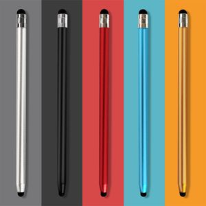 Renkli Yuvarlak Çift İpuçları Kapasitif Dokunmatik Ekran Kalem Çift Kafaları Cep Telefonu Tablet Çizim Kalem Için Metal Stylus Kalem Uç