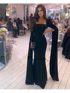 Black Long Saudi Arabia Bridal Prom Dresses Long Sleeves Strapless Evening Gowns Formal Night Party Vestidos