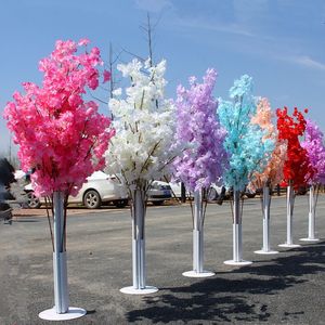 Iron Art Cherry Blossom Roman Column Props - 10pcs Colorful Artificial Trees for Weddings, Malls & Doorways