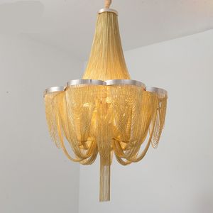 Itália estilo ouro prata candelabro cadeia de alumínio lâmpada de suspensão de casamento lâmpada de suspensão Luxo sala de estar decoração AC 100-240V