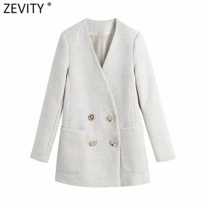 Autumn Winter Women Cross V Neck Texture Pocket Woolen Coat Female Long Sleeve Double Breasted Jacket Chic Tops CT620 210420