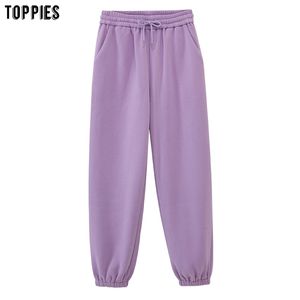 Toppies Womens Polar Pantolon Yüksek Bel Joggers Pantolon Eğlence Pantolon Kore Tarzı Sweatpants Nedensel Streetwear 211112