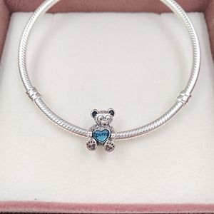 925 Sterling Silver Valentine Smycken Göra Pandora Disinering Duffy Med Blå Emalj Charms Kedja Pärla Kärlek Armband För Kvinnor Hjärthalsband Pojkvän 792129S128