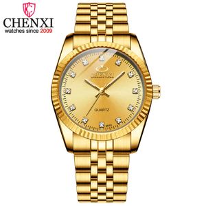 Chenxi moda lusso uomo donna orologio oro blu orologio da polso al quarzo acciaio inossidabile coppie orologio casual impermeabile orologi da uomo Q0524