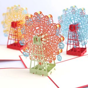 Ferris Wheel 3D Urodziny Origami Kartki Z Pozdrowieniami Boże Narodzenie Wedding Party Card Pocztówki Prezenty DIY Pop Up Papier Handmade Pocztówka BH5831 WDY