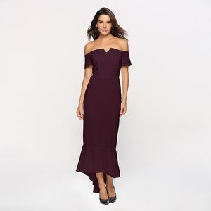 Puple elegante spalle scoperte abito a coda di pesce manica corta volant maxi abiti donna stretto avvolgente Femme Bobe sexy party abiti lunghi 210507