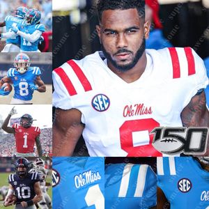 Fotbollströjor Ole Miss Rebels Football Jersey Austin Keys Tariqious Tisdale Zikerrion Baker Tylan Knight Kd Hill DeAntre Prince Kentrel Bullock Isaiah Iton Dean