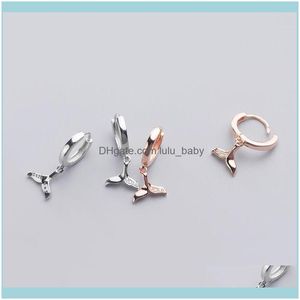 jewelry2021sier mermaid tail zircon hoop earrings rose gold earringジュエリー女性ギフトhie drop drearment 2021 u4du2