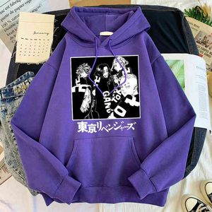 Anime Tokyo Revengers Imprimir Hoodies Mens Estilo Casual Pullovers Out Out Out Out Out Out Outubro Solto Streetwear Loose Fleece Sweatshirt H1227
