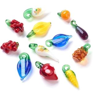 200Pcs Handmade Lampwork Vegetable Fruit Beads Loose Spacer For DIY Beaded Bracelet Earrings Jewelry Making Random Mixed