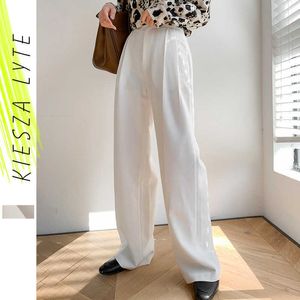 Calças femininas vintage elegante casual alta cintura cintura senhora terno calças primavera verão pantalon femme 210608