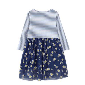 Jumping Meters 2T-7T Children's Long Sleeve Floral Girls Dresses Fashion Autumn Winter Baby Flowers Dress Party Toddler Frocks Q0716