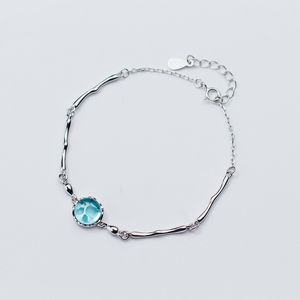 MLOVEACC Genuine 925 Sterling Prata Mulheres Conto de Fadas Azul CRYSTAL Mermaid Lágrima Bolha Charme Pulseira