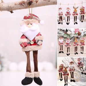 Juldekorationer Ly Cute Cartoon Christma Tree Pendant Färgad Plaid Cloth Doll Tema Party Decoration för Hem Living Room Office