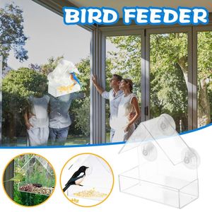 Other Bird Supplies Feeders Clear Glass Window Viewing Feeder El Table Seed Peanut Hanging Suction Alimentador Adsorption House Supply