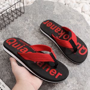 New Summer Men Flip Flops Non-slip Beach Sandals Male Letter Grain Outdoor Fashion Beach Shoes Man Slippers Indoor Bath Slides