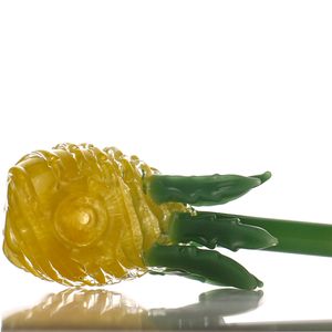 4.9" Yellow pineapple glass smoking pipes Manufacture hand blown handcrafted spoon pipe 148g high quality for smoke