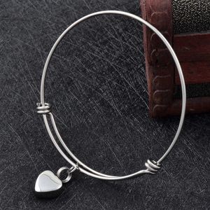 IJD0003 Женский провод Bangle оптом или в розницу, из нержавеющей стали сердца Урн кремационный браслет мемориальный пепел находятся браслет женский Q0717