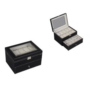 20 Grids PU Leather Watch Boxes Holder Holder Organizer per orologi da quarzo Casse di gioielli Display con fibbia Regalo 280 * 200 * 163mm