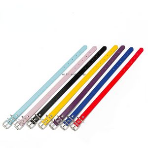 Colar de couro simples colar colarinho ajust￡vel colarinho de cachorro robusto colarinho de colarinho de colarinho de estima￧￣o vermelho preto azul preto