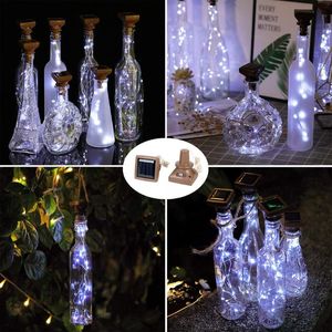 Strings Solar Battery Power Cork Shaped Led Night Fairy Copper Wire String Lights Wine Bottle Light Lamp Wedding Party Decor #W3