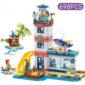 698PCS Girl Gift Building Blocks Lighthouse Rescue Small Particles Assembled Building Blocks Childrens Educational Toys For kids X0503