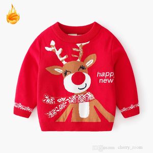 Christmas Kids Knit Pullover Outono Inverno Crianças Xmas Elk Jumper Meninos Meninas Algodão Dos Desenhos Animados Casual Camisola Tops S1764