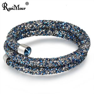 Ravimour Trendy Strand Armband för kvinnor Män Smycken Kristall Charms Armband Bangles Kostym Manschett Armband Bijoux Femme Ny Q0719