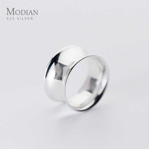 Klassisk enkel stor ring för kvinnor gåva sterling silver 925 mode geometrisk bred punk stil fin smycken bijoux 210707