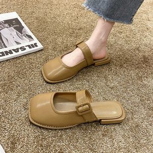 Flats Marka Flats Ayakkabı Yaz Kadın Ayakkabı Moda Kare Toe Bayanlar Üzerinde Kayma Çok Renkli Deri Rahat Ayakkabı Boyutu 35-39 210611