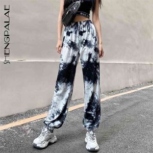 Höst Casual Pants High Waisted Slim Tie Dye Letter Printed Leggings Hip Hop Women's Trousers 5a268 210427