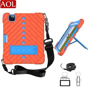 Tablet Case for iPad Air 4 10.9 Pro 11 2021 Kids Colorful Heavy Duty Shoulder Strap PC Silicone Kickstand Cover Shockproof
