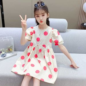 Vestito a pois per ragazze 2021 abito estivo a maniche corte costume per bambini vestito da principessa per bambini abbigliamento per bambini all'ingrosso Q0716