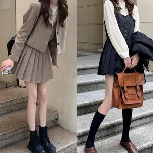 Clothing Sets Ladies Dresses Fashion Elegant School Uniform College Solid Color Suits Coats Lace Sweet Style Shirts Sexy Pleated SkirtClothi