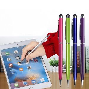 Evrensel 2 in 1 Kapasitif Dokunmatik Ekran Stylus Kalem Kumaş Kafası Ile Cep Telefonu Tablet Kalemler Için iPhone Samsung iPads 14 Renkler Yeni