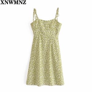 Kvinnor Chic Summer Blommig Print Dress Retro Justera Spaghetti Strap Es Sexig Vestidos Vintage Tube Top Mini 210520