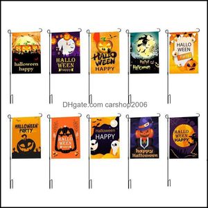 Banner Festliche Lieferungen Home Gardenfunny Doppelseitige 3D-gedruckte Gartenflagge Halloween-Partyflaggen Hängende Hausdekoration HWF8313 Drop D