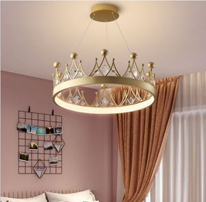New Led Pendant Lights Chandeliers Crown Nordic Design Crystal Hanging Lamp For Living Room Kids Bedroom Kitchen Lighting lustre moderne