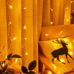 3 M LED Perde Lamba Sıcak Beyaz Noel Dize Işıkları Uzaktan Kumanda USB Peri Işık Garland Yatak Odası Ev Dekorasyon Aydınlatma