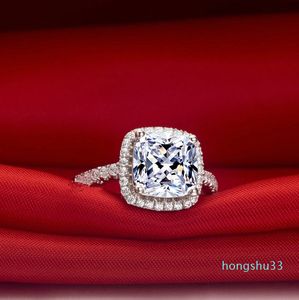 Certificaat Diamantboor Drie Generaties IJ kleur 3 karaat Geplatineerde Sterling Zilveren Vrouwen Trouw- of Verlovingsring