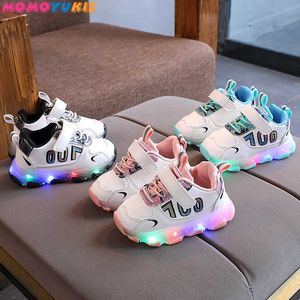 Tamanho 21-30 Crianças LED Sapatilhas com Light Up Sole Bebê Luzes Luminosos Luminosos Para Meninas / Brilhamento Legado Sapatos Para Crianças Meninos G1025