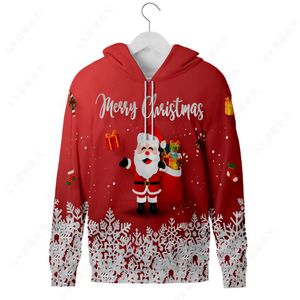 Męskie bluzy bluzy Moda Boże Narodzenie Sweter D Drukuj Oversized Kapturem Unisex Man Woman Funny Brzydkie Święty Mikołaj
