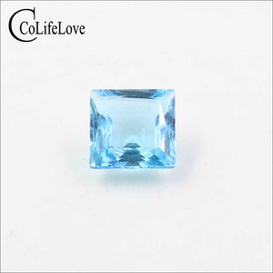 VVS Grau Natural Topaz Gemstone 8mm Princesa Quadrado Corte Luz Azul Topázio Solto Gemstone H1015