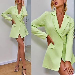 Sexy Mint Green Garnitury Kobiety Krótki Blazer Sukienka Slim Fit Office Lady Party Prom Prom Jej Kurtka Czerwony Carpet Wytrwanie Strój Płaszcz Tylko One Piece