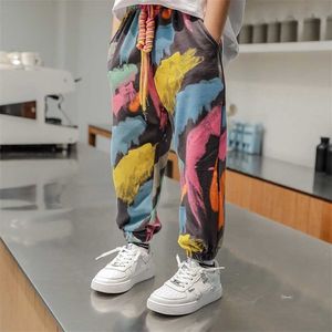 Ankunft Jungen Tie Dye Casual Hosen Frühling Mode Angebote Graffiti Malerei Drucken Jogginghose Baumwolle Kinder Lange Hosen 211103