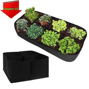 4 8 grids Felt Planting Bag Outdoor Garden Pots Fabric Grow Bags Vegetable Growing Garden Grow Bag Vegetable Pots 180*90*30cm 210615