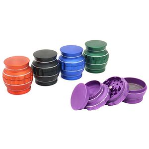 Color Jar Flower Shape Smoking Aluminum Alloy Metal Grinder 63mm 4 Parts 2 Styles Carved Herb Tobacco Abrader Crusher Grinding Device