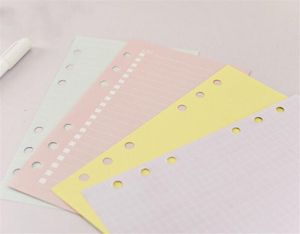 40 ark 5 färger A6 Loose Leaf Product Solid Färg Notebook Refill Spiral Binder Inside Page Planner Inner Filler Papers School